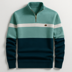 Stickad tröja med dragkedja och färgblock för herrar-Sweaters for men-Fjallbarn