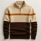 Stickad tröja med dragkedja och färgblock för herrar-Sweaters for men-Fjallbarn