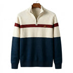 Stickad tröja med dragkedja och färgblock för herrar-Sweaters for men-Fjallbarn