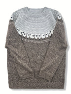 Stickad tröja med får-jacquard för dam-Sweaters for Women-Fjallbarn