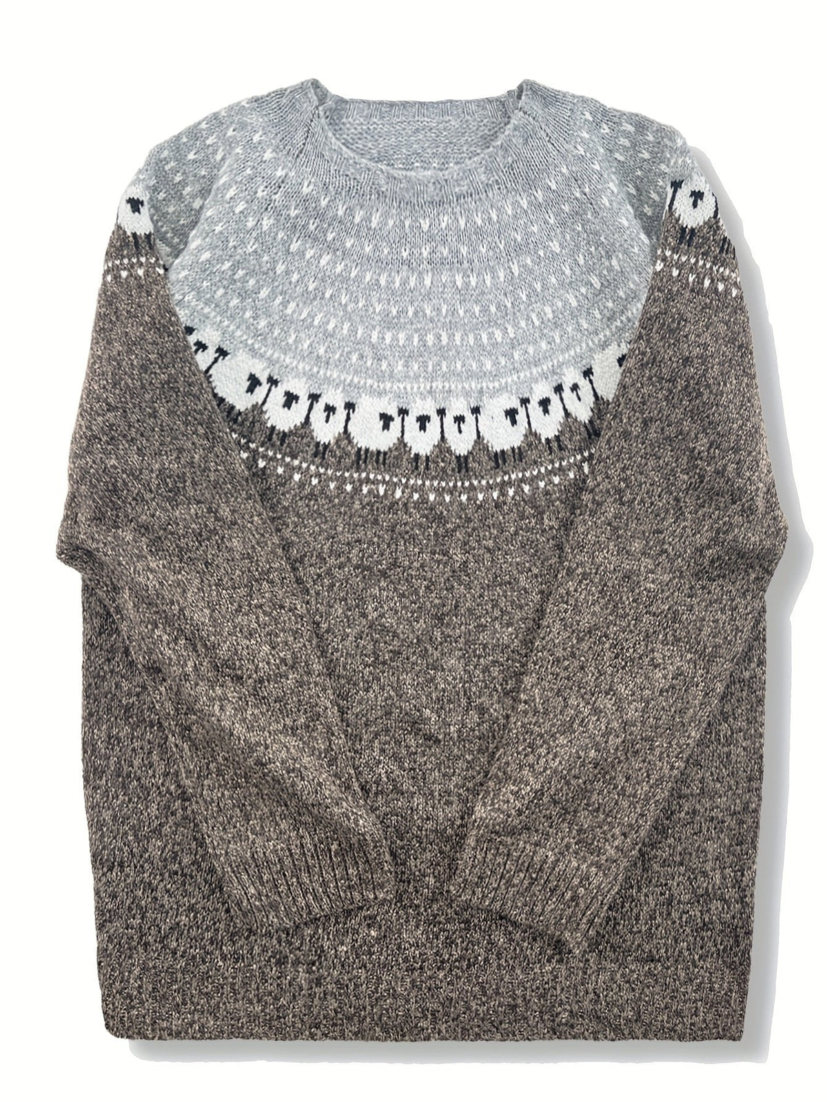 Stickad tröja med får-jacquard för dam-Sweaters for Women-Fjallbarn