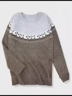 Stickad tröja med får-jacquard för dam-Sweaters for Women-Fjallbarn