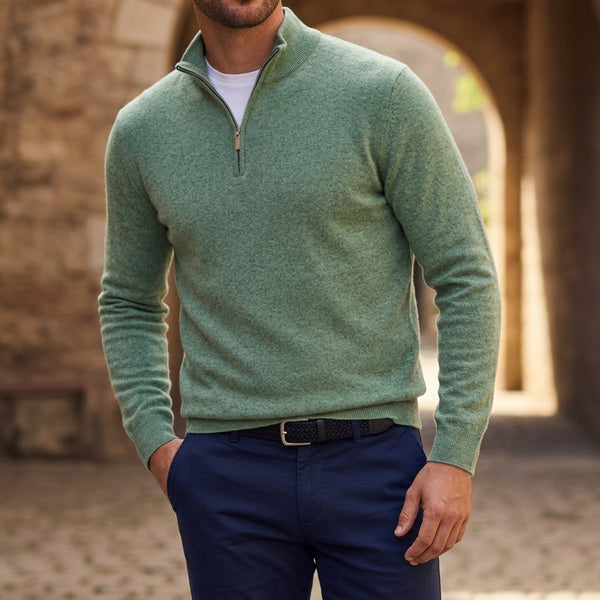 Stickad tröja med kvartslång dragkedja för herrar-Sweaters for men-Fjallbarn