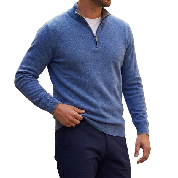 Stickad tröja med kvartslång dragkedja för herrar-Sweaters for men-Fjallbarn