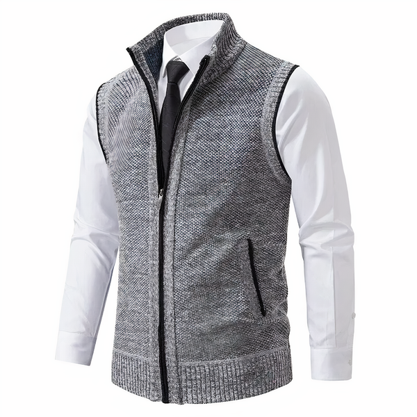 Stickad väst med dragkedja för herrar-Vest for men-Fjallbarn