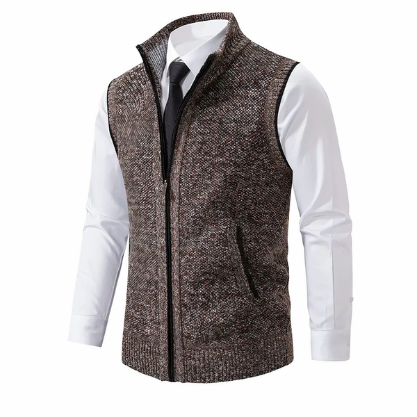 Stickad väst med dragkedja för herrar-Vest for men-Fjallbarn