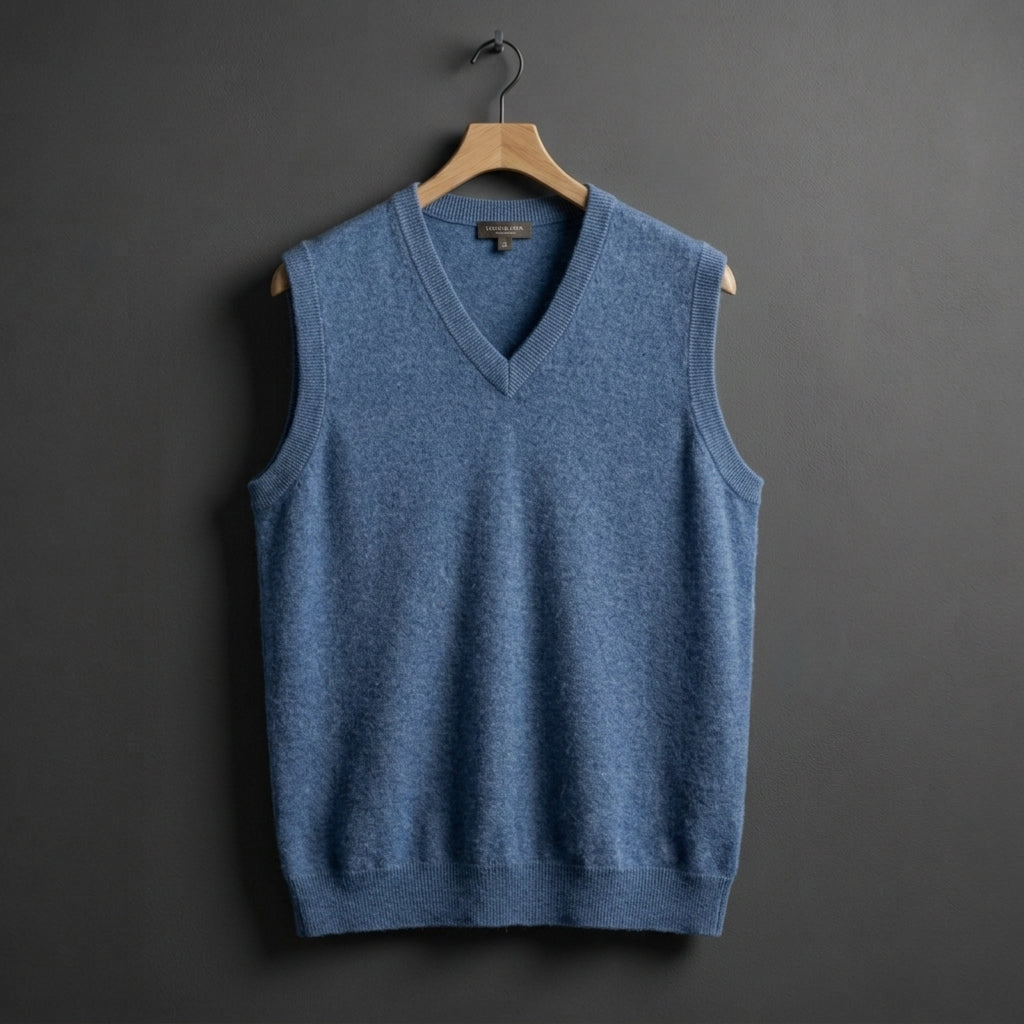 Stickad väst med V-ringning för herrar-Vests for men-Fjallbarn