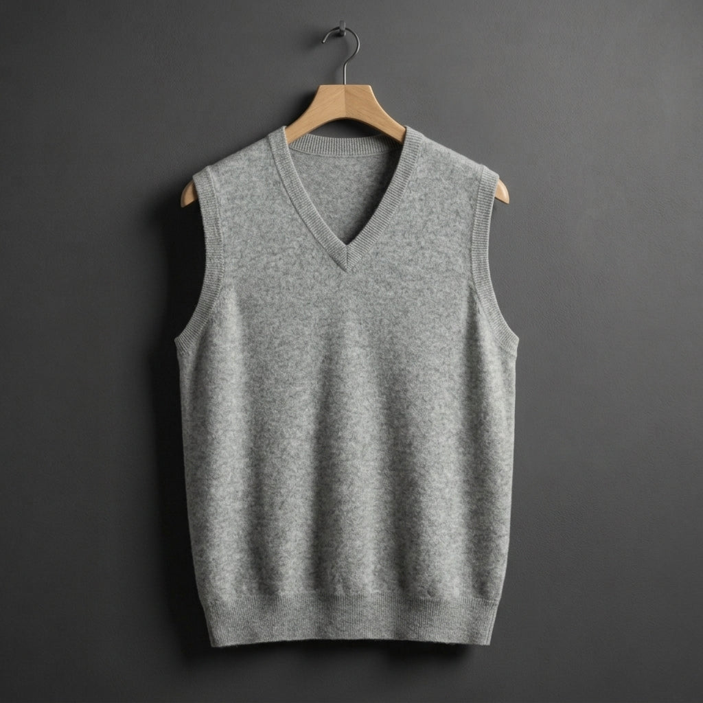 Stickad väst med V-ringning för herrar-Vests for men-Fjallbarn