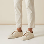 Stickade slip-on-sneakers för män med jutekant-Footwear for men-Fjallbarn
