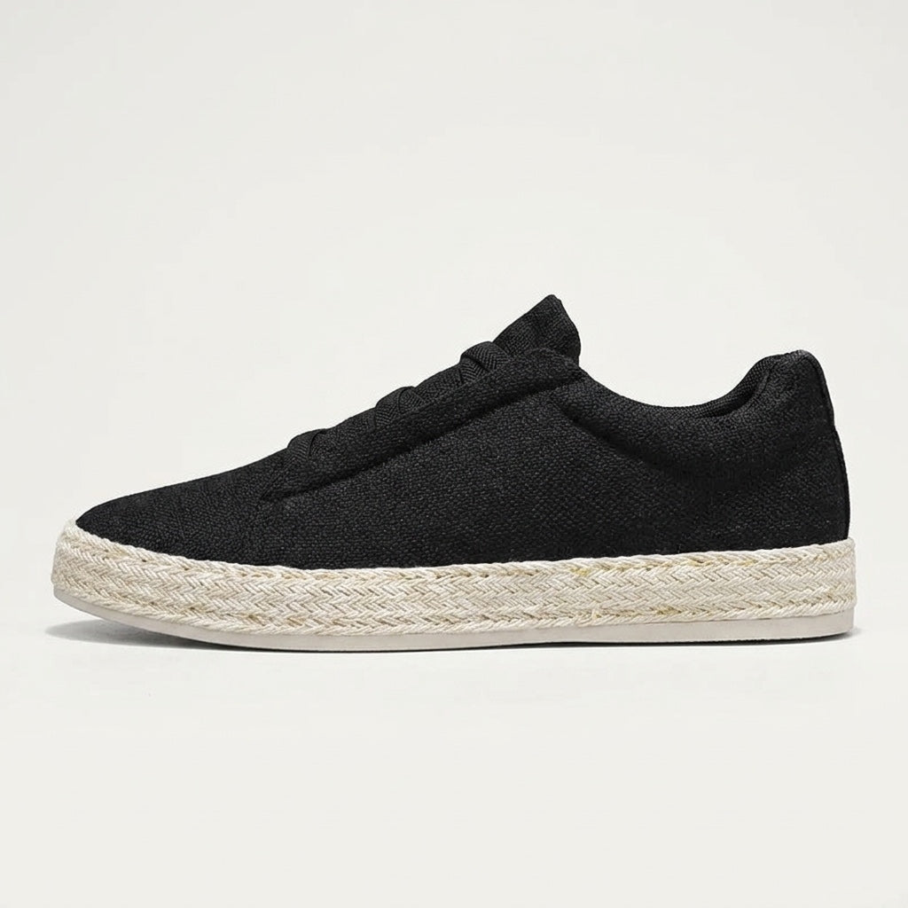 Stickade slip-on-sneakers för män med jutekant-Footwear for men-Fjallbarn
