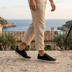 Stickade slip-on-sneakers för män med jutekant-Footwear for men-Fjallbarn
