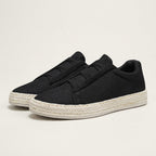 Stickade slip-on-sneakers för män med jutekant-Footwear for men-Fjallbarn