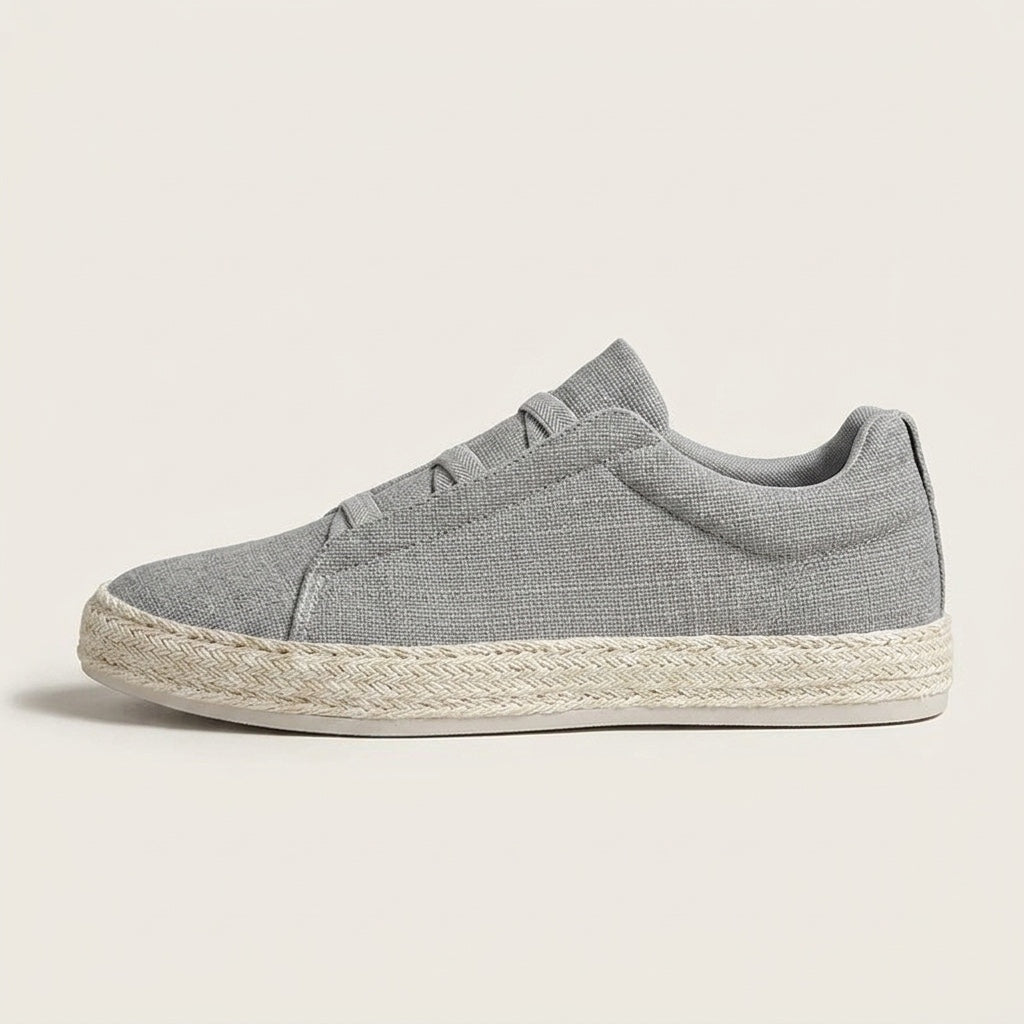 Stickade slip-on-sneakers för män med jutekant-Footwear for men-Fjallbarn
