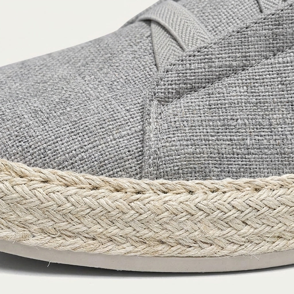 Stickade slip-on-sneakers för män med jutekant-Footwear for men-Fjallbarn