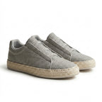 Stickade slip-on-sneakers för män med jutekant-Footwear for men-Fjallbarn