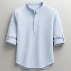 Strukturerad herrskjorta med kinakrage-Shirts for men-Fjallbarn