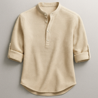 Strukturerad herrskjorta med kinakrage-Shirts for men-Fjallbarn