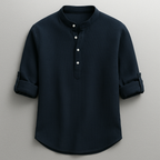 Strukturerad herrskjorta med kinakrage-Shirts for men-Fjallbarn