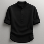 Strukturerad herrskjorta med kinakrage-Shirts for men-Fjallbarn