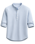 Strukturerad herrskjorta med kinakrage-Shirts for men-Fjallbarn
