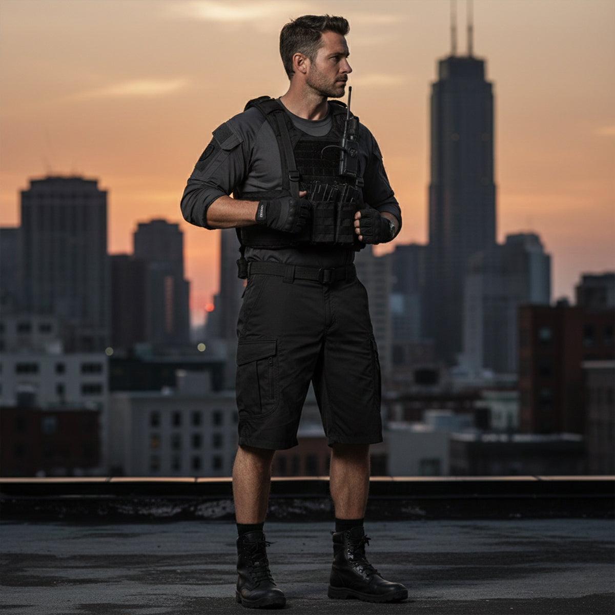 Taktiska cargoshorts för herrar med integrerat bälte-Shorts for men-Fjallbarn