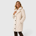 Teddy-kappa för dam med knäppning-Coats for women-Fjallbarn