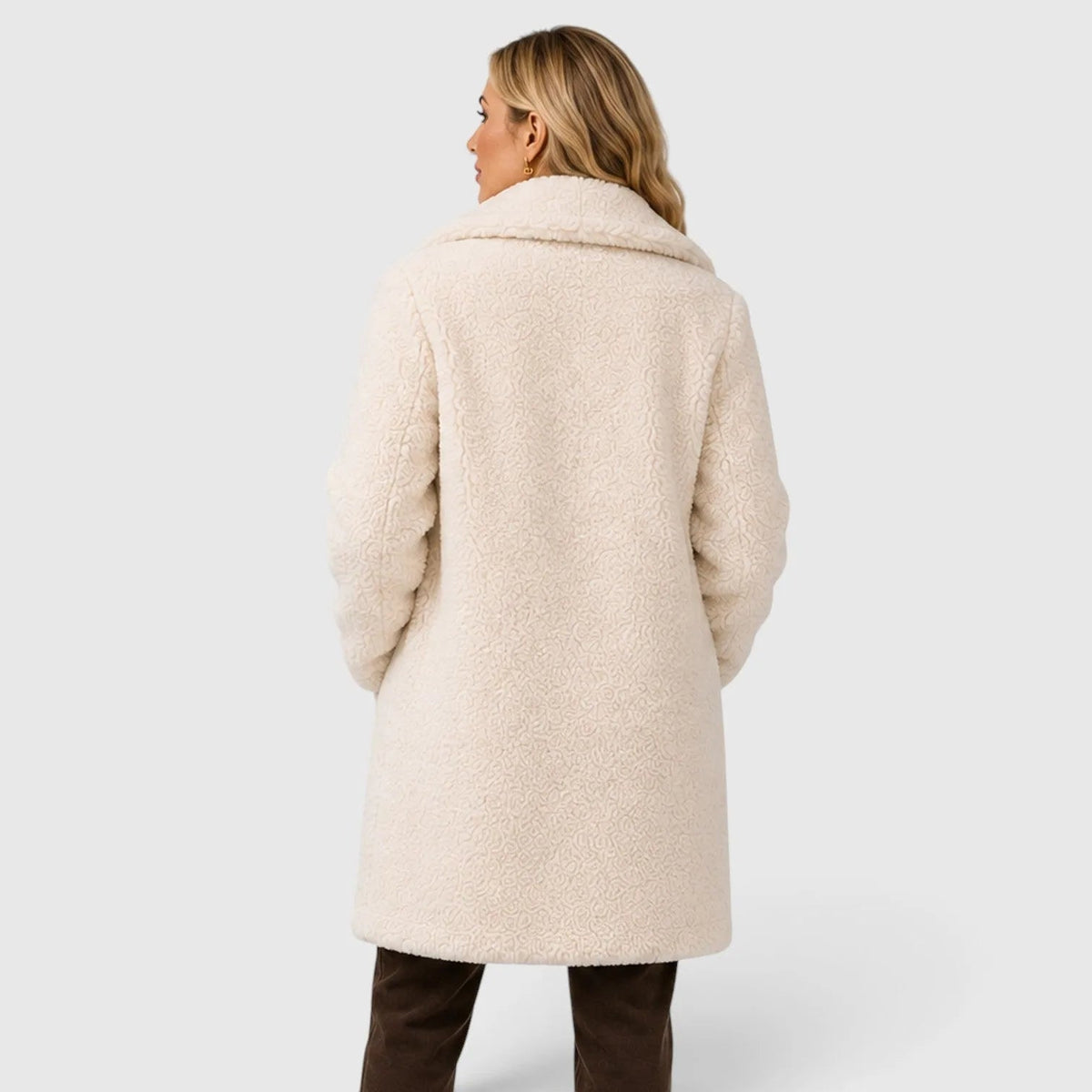 Teddy-kappa för dam med knäppning-Coats for women-Fjallbarn