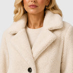 Teddy-kappa för dam med knäppning-Coats for women-Fjallbarn