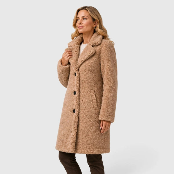 Teddy-kappa för dam med knäppning-Coats for women-Fjallbarn