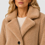 Teddy-kappa för dam med knäppning-Coats for women-Fjallbarn