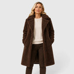 Teddy-kappa för dam med knäppning-Coats for women-Fjallbarn