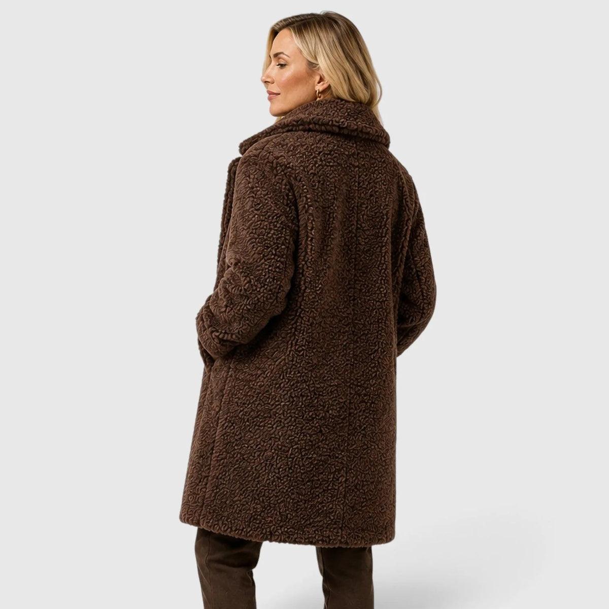 Teddy-kappa för dam med knäppning-Coats for women-Fjallbarn