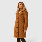 Teddy-kappa för dam med knäppning-Coats for women-Fjallbarn