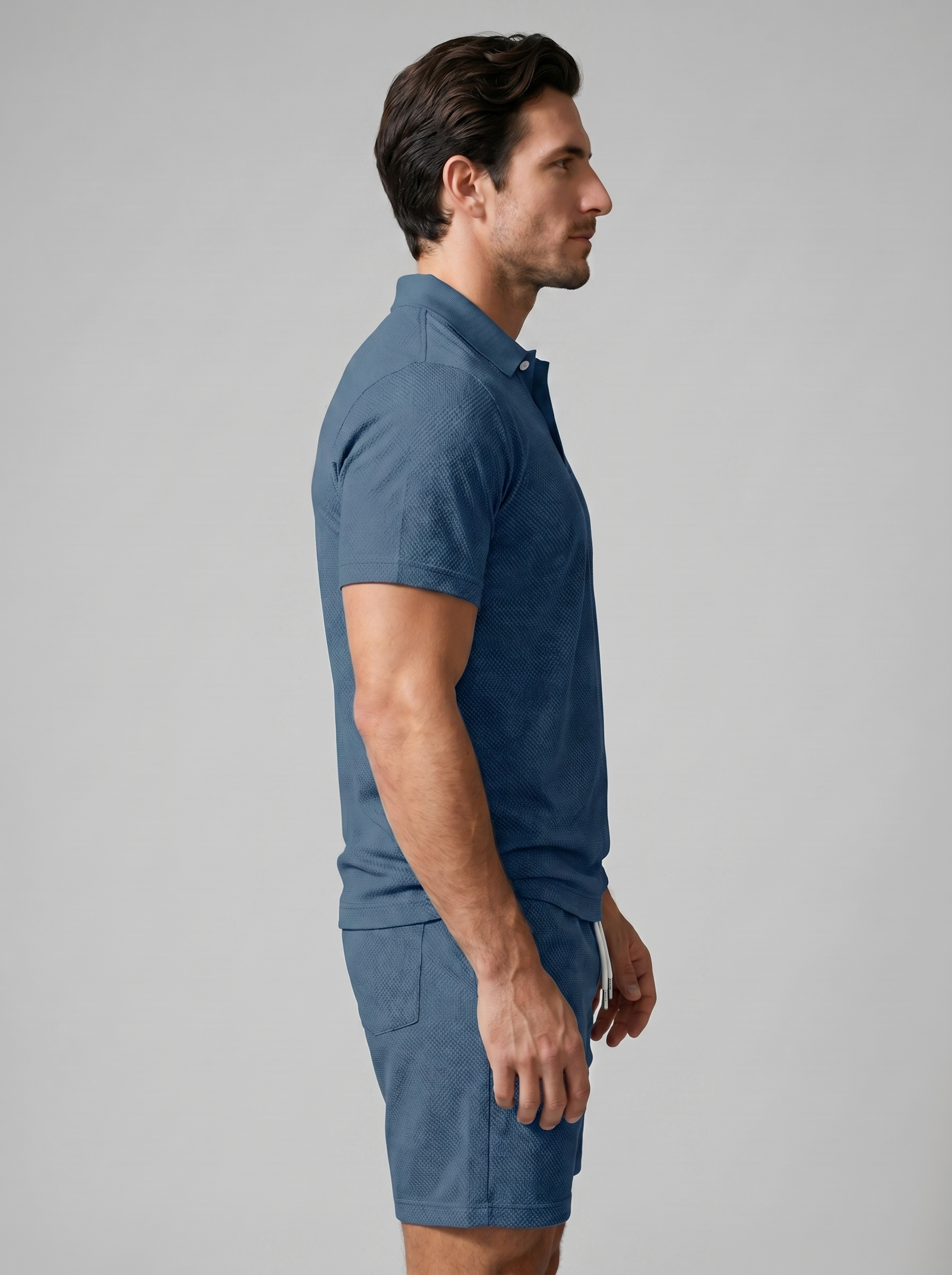 Texturerat piké- och shortsset för män-Sets for Men-Fjallbarn