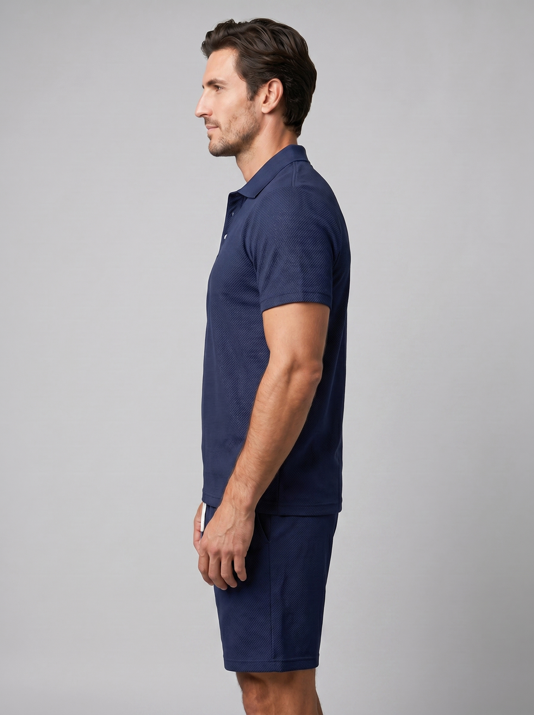 Texturerat piké- och shortsset för män-Sets for Men-Fjallbarn