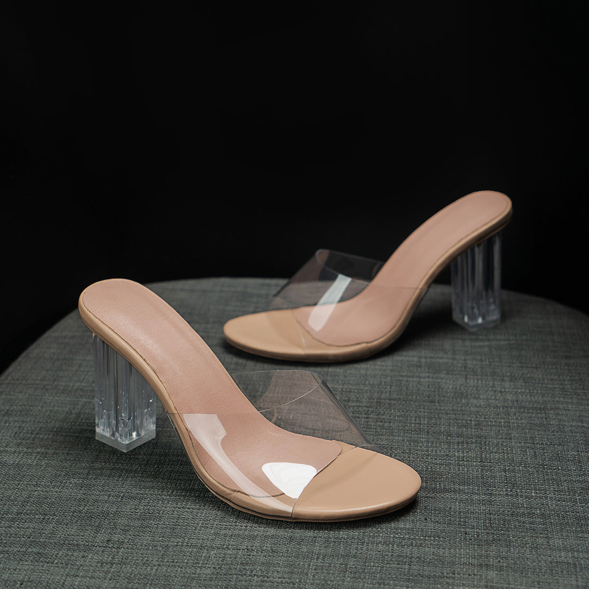 Transparenta mules med blockklack för dam-Footwear for women-Fjallbarn