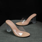 Transparenta mules med blockklack för dam-Footwear for women-Fjallbarn