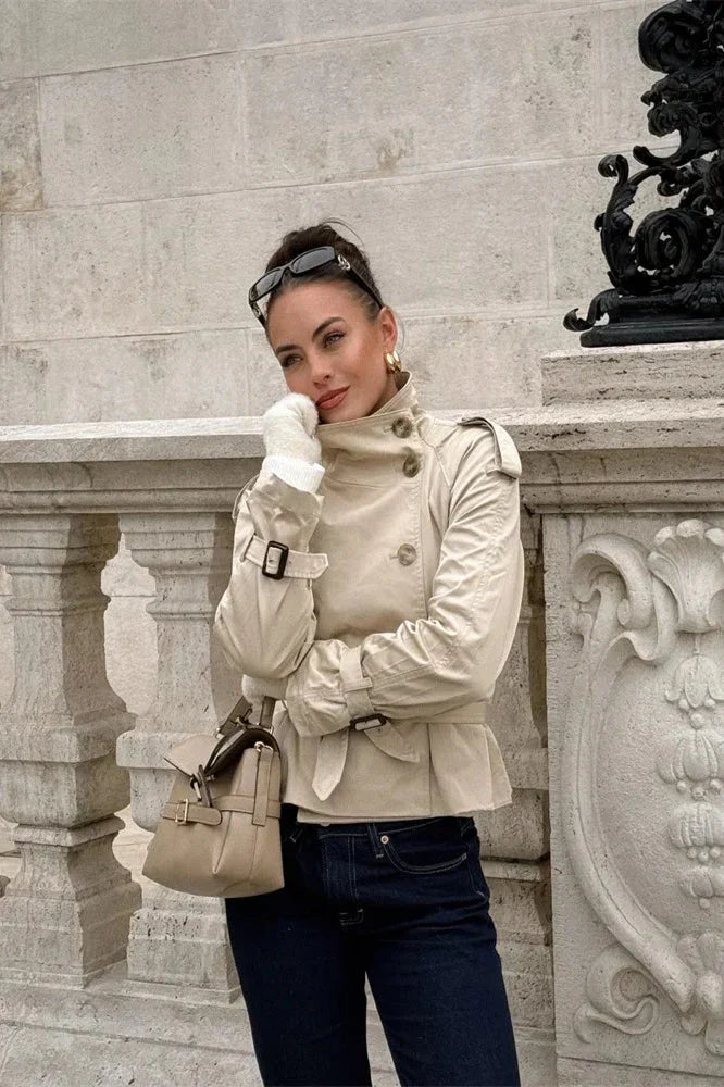 Trenchcoat för dam med bälte och knappar-Jacket for women-Fjallbarn