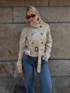 Trenchcoat för dam med bälte och knappar-Jacket for women-Fjallbarn