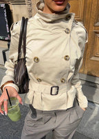 Trenchcoat för dam med bälte och knappar-Jacket for women-Fjallbarn
