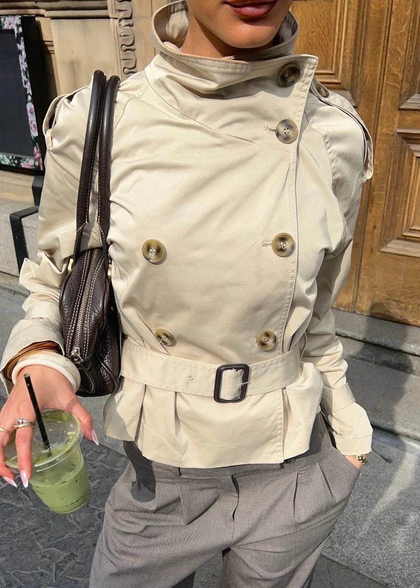Trenchcoat för dam med bälte och knappar-Jacket for women-Fjallbarn