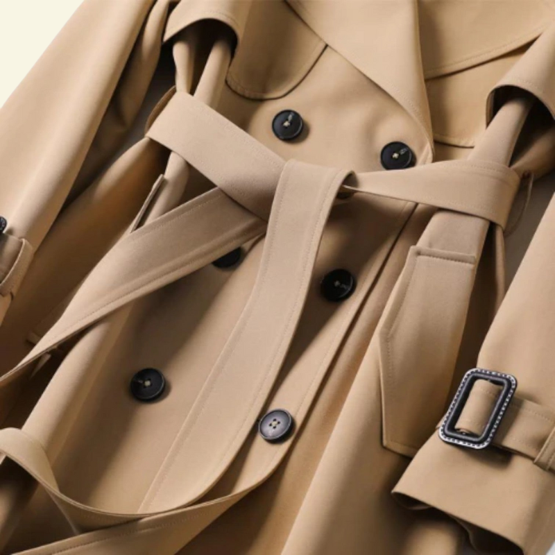 Trenchcoat för dam med bälte och spännen-Coats for Women-Fjallbarn