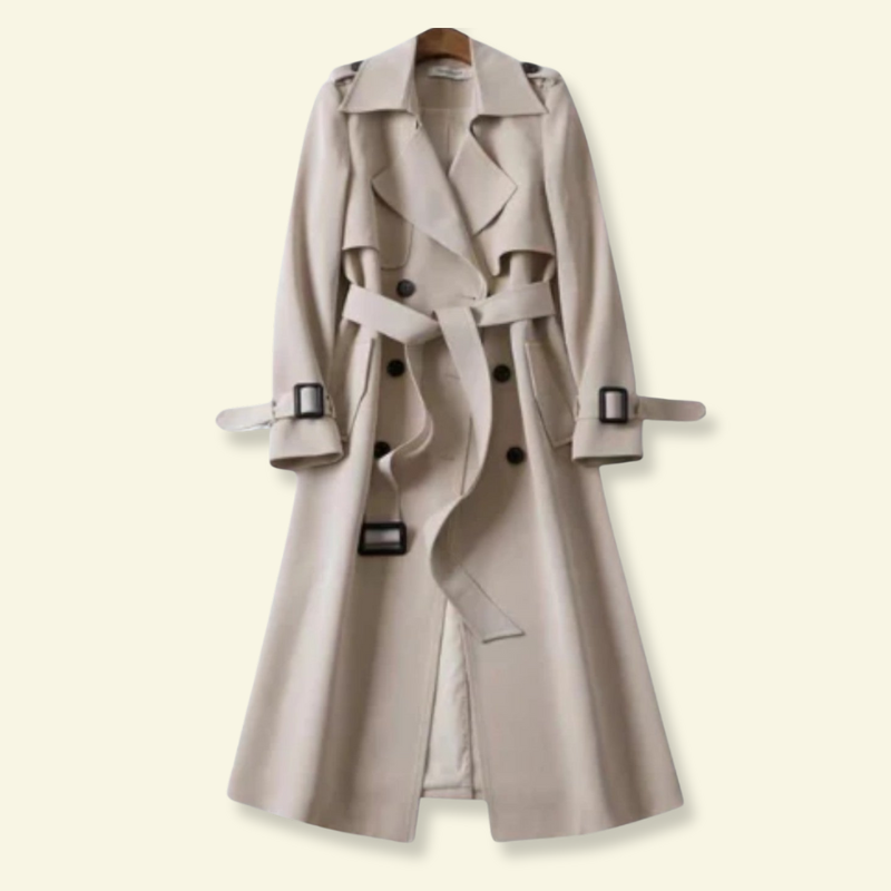 Trenchcoat för dam med bälte och spännen-Coats for Women-Fjallbarn