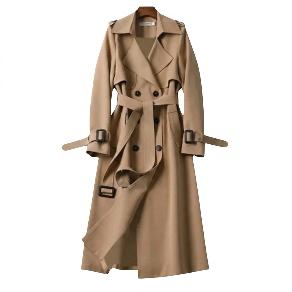 Trenchcoat för dam med bälte och spännen-Coats for Women-Fjallbarn