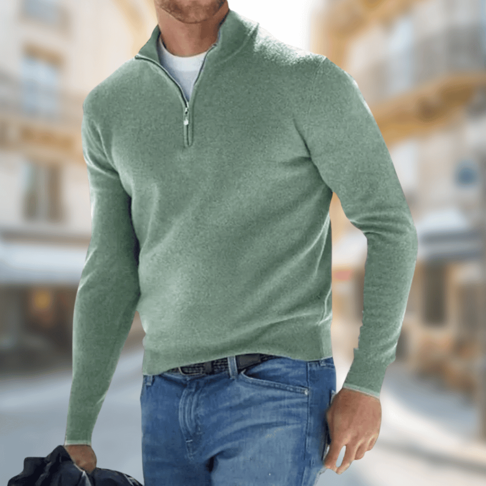 Tröja med kvartslång dragkedja för herrar-Sweaters for men-Fjallbarn