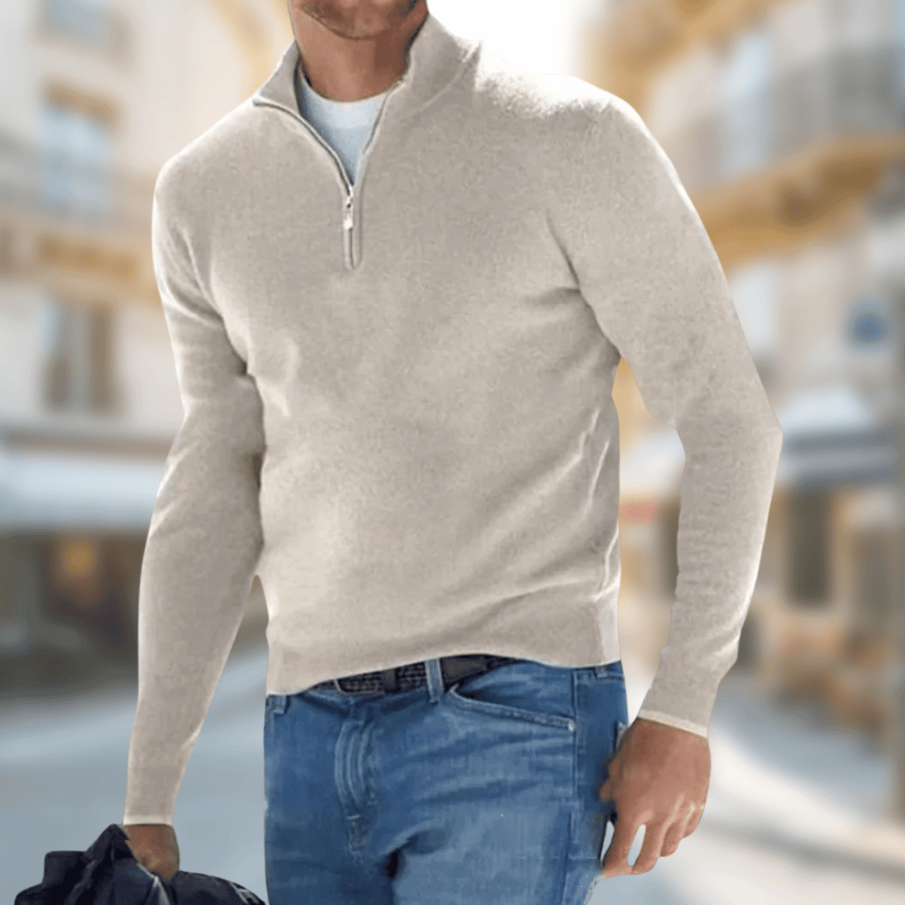 Tröja med kvartslång dragkedja för herrar-Sweaters for men-Fjallbarn