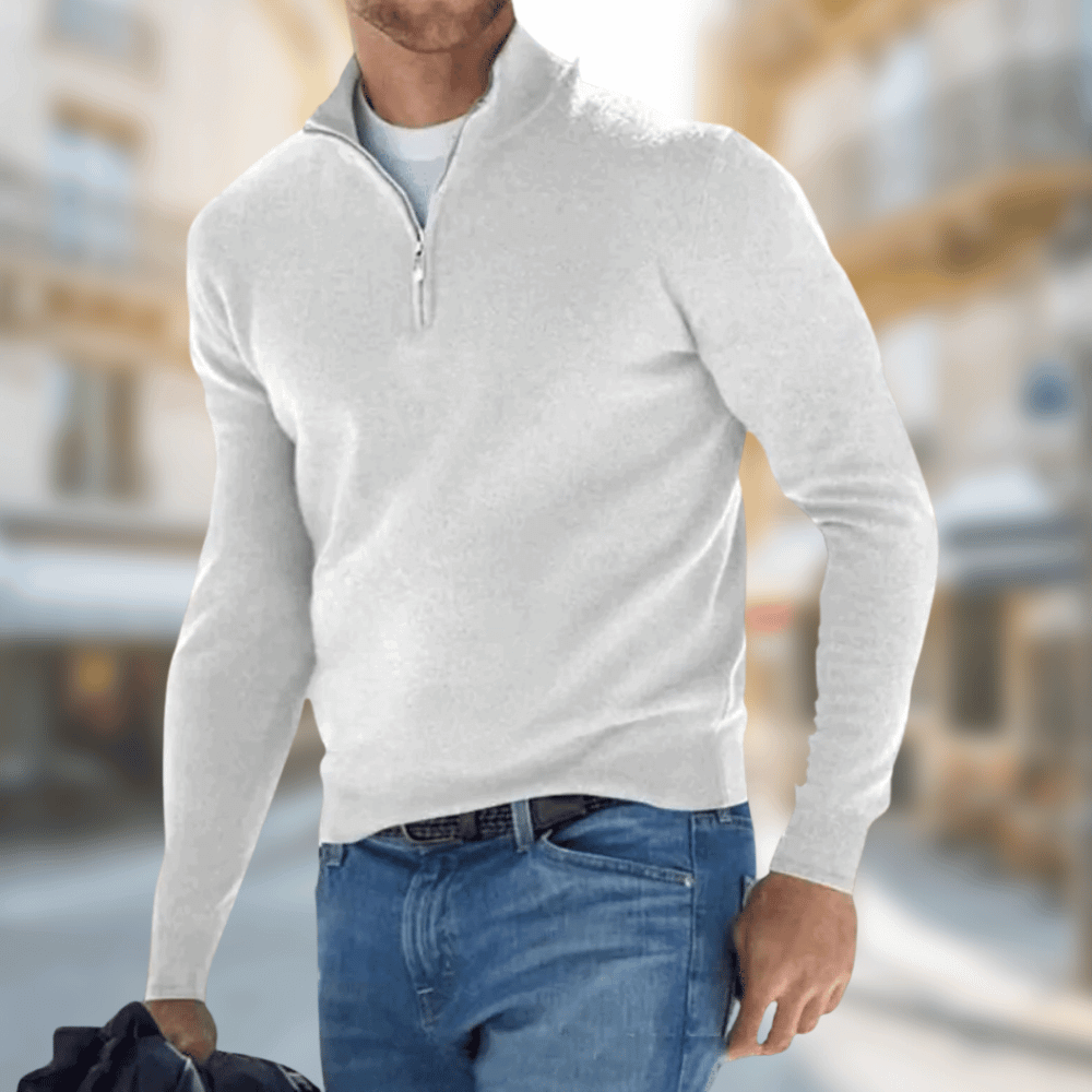 Tröja med kvartslång dragkedja för herrar-Sweaters for men-Fjallbarn