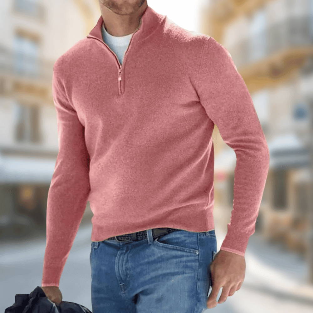 Tröja med kvartslång dragkedja för herrar-Sweaters for men-Fjallbarn