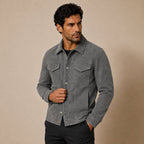 Truckerjacka i mockaimitation för herrar med tryckknappar-Jackets for men-Fjallbarn