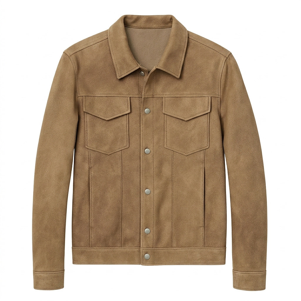 Truckerjacka i mockaimitation för herrar med tryckknappar-Jackets for men-Fjallbarn